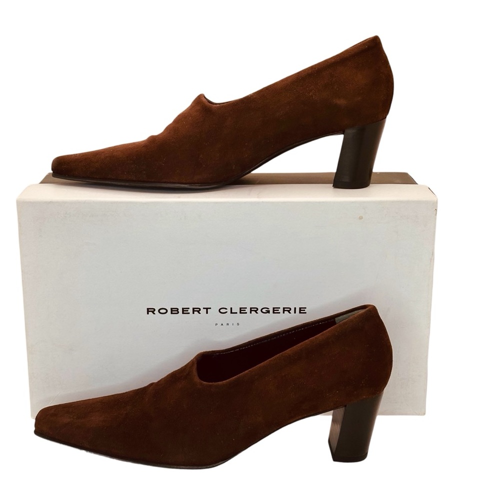Robert Clergerie YON Suede Brown Closed Toe Heels NIB sz8